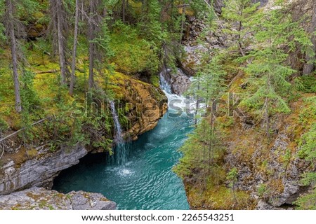 Maligne river in Maligne Canyon, Jasper national park, Canada. Royalty-Free Stock Photo #2265543251