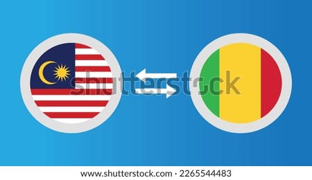 round icons with Malaysia and Mali flag exchange rate concept graphic element Illustration template design
