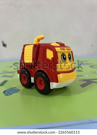 Vector cartoon style fire rescues red truck