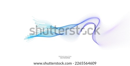 Vector wave lines smooth curve flowing dynamic colorful gradient blue purple pink isolated on white background for concept of technology, digital, communication, science, music