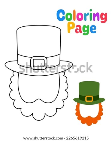 Coloring page with Leprechaun Hat with Beard for kids