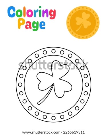 Coloring page with Clover Coin for kids
