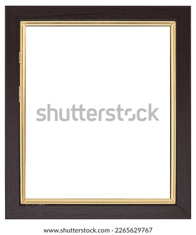 Antique Gold Brown Classic Old Vintage Wooden Rectangle mockup canvas frame isolated on white background. Blank and diverse subject moulding baguette. Design element. use for paint, mirror or photo