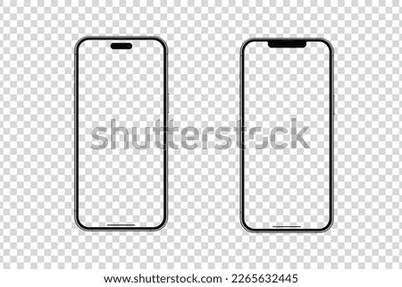 Smart Phone Mockup - Clipping Path set of Template design app or advertise on Transparent Background , Mock up isolate screen  cell phone Vector for Infographic web site 