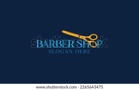 Barber Shop Logo Design Minimal Barber, Haircuts, salon scissors grooming logo Design Template.