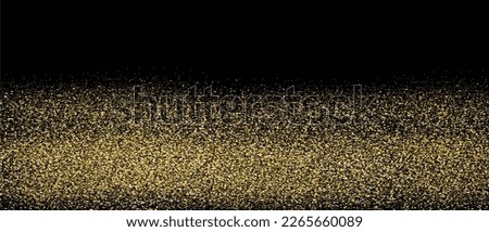Gold glitter on black background, vector. Golden glitter background for greeting card, wallpaper and banner. Backdrop for brochure, vip flyer and brush stroke. Abstract concept, vector illustration