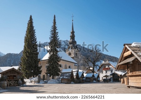 Town centre of Kranjska Gora in winter Royalty-Free Stock Photo #2265664221