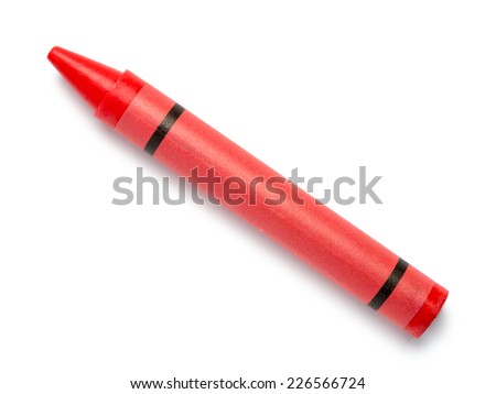 Red Crayon Wax Pencil  Isolated on White Background Royalty-Free Stock Photo #226566724