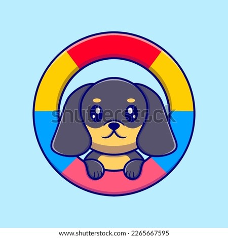 cute dog in the float cartoon illustration