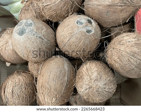 small coconuts on the counter of the store Royalty-Free Stock Photo #2265668423