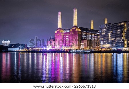 View of Battersea Power station during Christmas time in London, UK