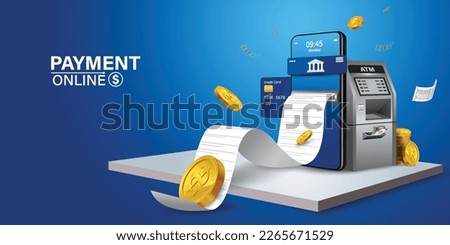 The credit card is on the smartphone and there are coins around it.Mobile payment concept without ATM or bank.
Cashback via mobile application or via credit card.
Paying bill using mobile phone bill. Royalty-Free Stock Photo #2265671529