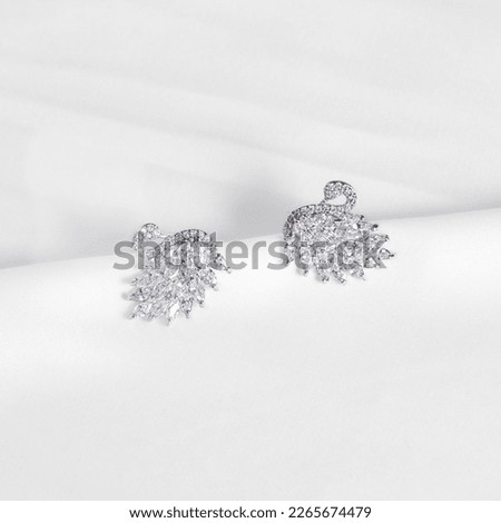 2 silver earrings with diamonds
