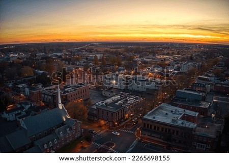 Aerial View of Dover, Delaware during Autumn at Dusk Royalty-Free Stock Photo #2265698155