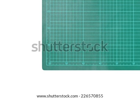 Green cutting mat through the use, Isolate on white background for your creativity