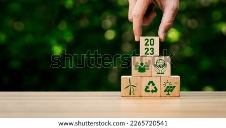 ESG 2023 concept of environmental, social and governance. Sustainable corporation development. long-term sustainability and societal impact of companies, organizations, and investments. Royalty-Free Stock Photo #2265720541
