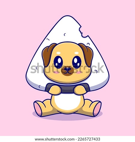Cute puppy with sushi cartoon icon illustration