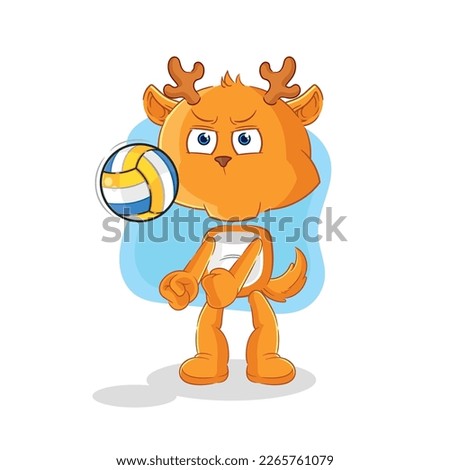 the fawn play volleyball mascot. cartoon vector