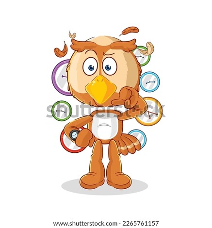 the owl with wristwatch cartoon. cartoon mascot vector