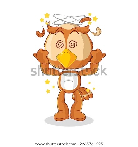 the owl dizzy head mascot. cartoon vector