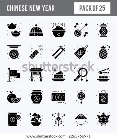 25 Chinese New Year  Glyph icon pack. vector illustration.