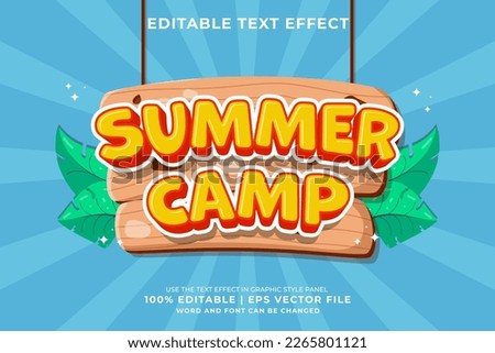Editable text effect Summer Camp 3d Cartoon template style premium vector Royalty-Free Stock Photo #2265801121