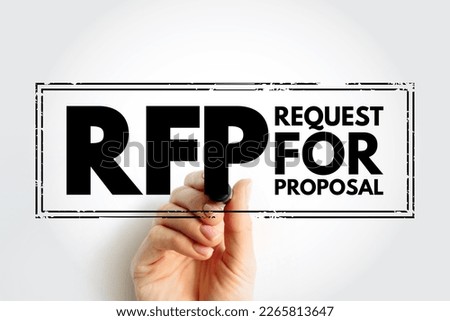 RFP Request For Proposal - document that solicits proposal and made through a bidding process, acronym text stamp concept background Royalty-Free Stock Photo #2265813647