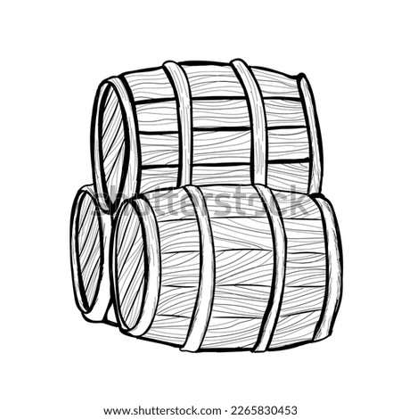 Wooden barrels on white background