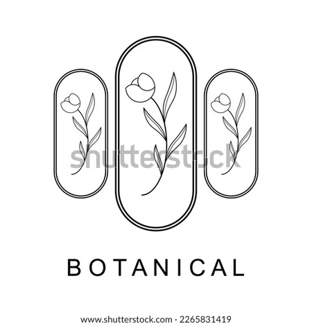botanical logo illustration for beauty natural organic brand