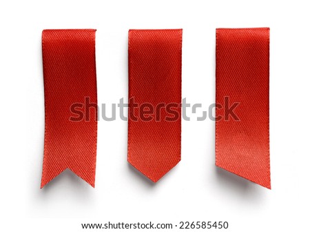 Set of red bookmarks isolated on white background 