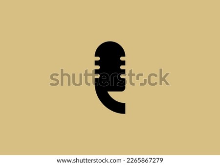 microphone podcat or voice logo based a quote symbol