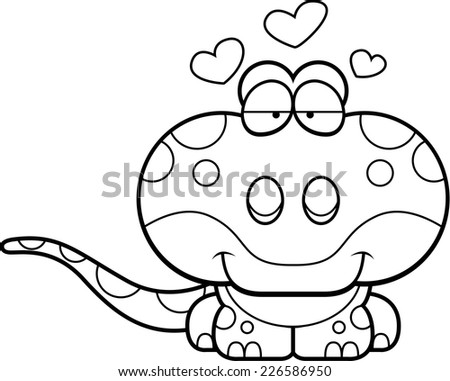 A cartoon illustration of a gecko with an in love expression.