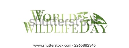 World Wildlife Day Typography with animal silhouettes and map of Earth. Vector Illustration. EPS 10. Royalty-Free Stock Photo #2265882345