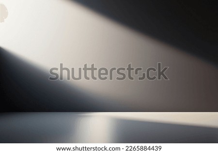 Empty light dark wall with beautiful chiaroscuro. Minimalist background for product presentation, mock up. Royalty-Free Stock Photo #2265884439