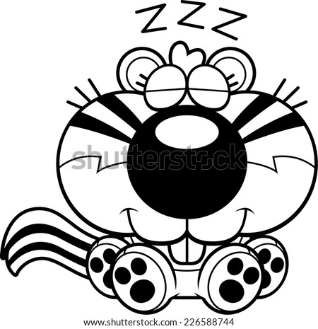 A cartoon illustration of a chipmunk taking a nap.