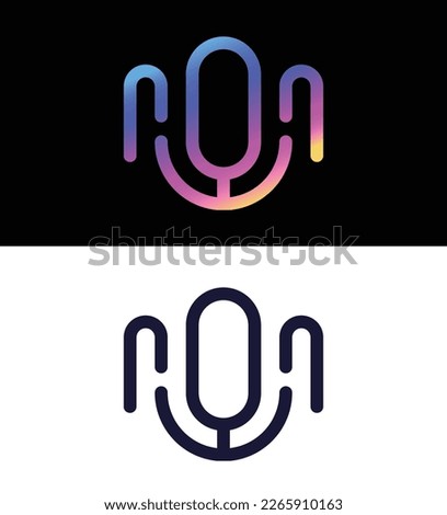 microphone logo. podcast logo. gradient podcast music wave equalizer logo design Royalty-Free Stock Photo #2265910163
