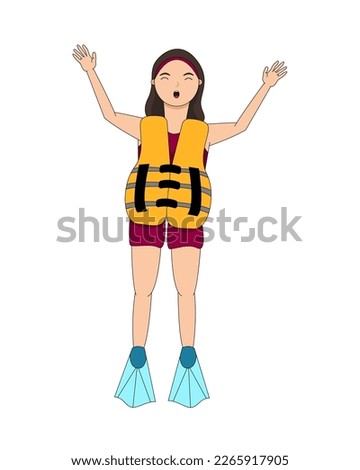 Vector illustration of a girl wearing swimsuit. Suitable for celebrating summer.