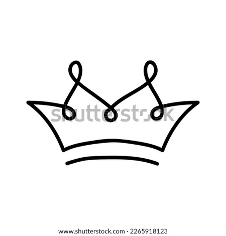 Doodle crowns. Line art king or queen crown sketch vector illustration