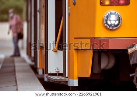 Tram tramway public transportation in Budapest, Hungary. Royalty-Free Stock Photo #2265921981