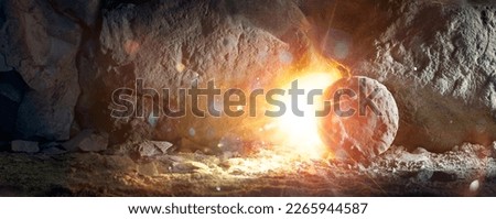 Empty Tomb - Resurrection Of Jesus Christ With Abstract Lights And Flare Effect Royalty-Free Stock Photo #2265944587