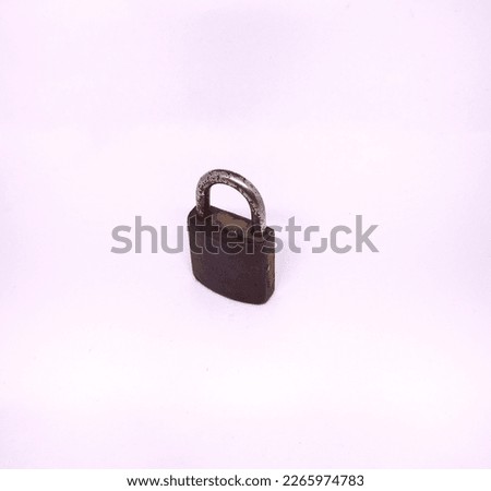 Photo of an old, rusty padlock with a white background 