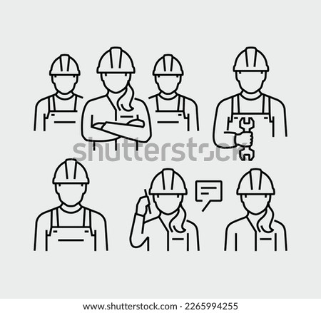 Construction Worker Business Person Project Manager Engineer Architect Vector Line Icons
 Royalty-Free Stock Photo #2265994255