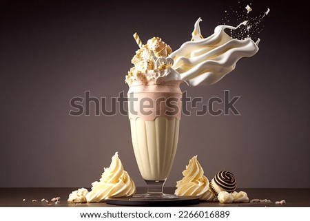 Milkshake Shakes smoothie closeup isolated isolated on background. display, whole and side view. frontal full view. lifestyle studio shoot. closeup view. poster banner menu	
 Royalty-Free Stock Photo #2266016889