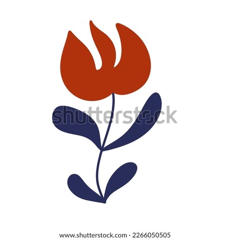 flowers Scandinavian symmetric illustration, rustic outline design, illustration