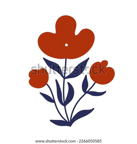 flowers Scandinavian symmetric illustration, rustic outline design, illustration