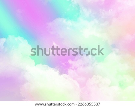 beauty sweet pastel purple green  colorful with fluffy clouds on sky. multi color rainbow image. abstract fantasy growing light