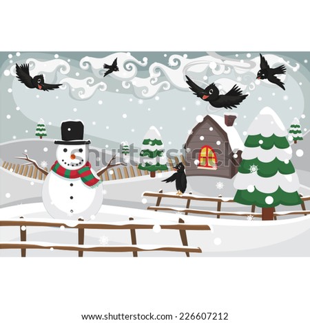 Winter scene vector illustration