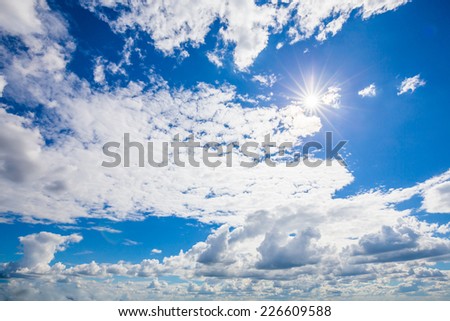 Sun, sky and clouds with sunrise