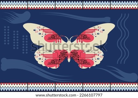 hand drawn colorful butterfly combination artwork with doodle art