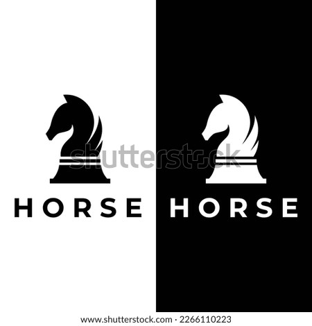 Chess strategy game logo with horse, king, pawn and rook. Logos for tournaments, chess teams and games.